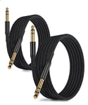 RUXELY Câble Instrument Audio Stéréo 6.35mm (4.5M/2 Pack) Cordon Tressé en Nylon Jack TRS 1/4 Mâle vers Mâle pour Guitare Électrique,Basse,Clavier,Table de Mixage,Amplificateur,Haut-parleur,Égaliseur