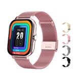 Montre Connectée Bluetooth Pour Homme Et Femme,Fitness,Appel,Montres Connectées,Étanche,Android,Ios,2023 - Type Mesh Pink #A