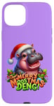 Coque pour iPhone 15 Plus Adorable bébé hippopotame Moo Deng Merry Moostmas Christmas Cheer