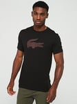 Lacoste Regular Fit Sport Breathable 3D Croc Graphic T-Shirt - Black, Black, Size S, Men