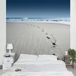 Apalis 95469 Papier peint photo non tissé Motif traces dans le sable Papier peint photo carré Papier peint photo 3D pour chambre à coucher, salon, cuisine | Dimensions : 192 x 192 cm, bleu