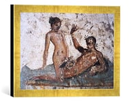 Kunst für Alle 'Encadré Image de AKG Anonymous Pompeji, lupanar Paire, Amour Impression d'art dans Le Cadre de Haute qualité Photos Fait Main, 40 x 30 cm, Doré Raya