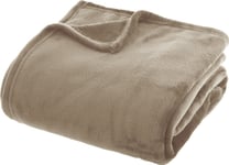 Atmosphera Beige Filt Mjuk Fluffig Sängöverkast 100% Polyester 180X230