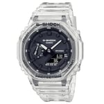 Casio Montre Quartz Homme 48.00mm avec Cadran Noir Digitale et Bracelet en Plastic/Resin Bracelet Transparent GA-2100SKE-7AER