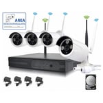 Housecurity - kit de vidéosurveillance sans fil nvr 4 canaux 4 caméras sans fil+nvr+ hd 320 gb