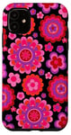 Coque pour iPhone 11 Rose Violet Rétro Abstrait Fleurs Motif