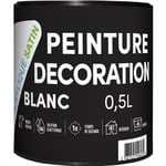 Peinture laque acrylique blanc satin travaux bâtiment 0.5L BATIR