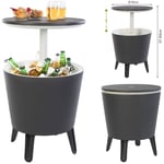 Table de jardin bar Cool Bar 30L bac glaçons boissons fraîches table d'appoint Anthracite - blanc