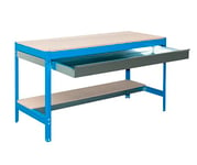 SimonRack Etabli d’Atelier, Capacité de Charge 400 kg, 842x910x610 mm, Étagère Tiroir de Rangement, Table de Travail Bricolage, Bleu/Bois - BT0