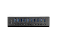 Lindy 10 Port Usb 3.0 Hub With On/Off Switches, Usb 3.2 Gen 1 (3.1 Gen 1) Type-B, Usb 3.2 Gen 1 (3.1 Gen 1) Type-A, 5000 Mbit/S, Sort, Akrylonitril-Butadien-Styren (Abs), Aluminium, 1 M