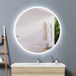 Acezanble - 60cm miroir anti-buée avec éclairag + miroir mural cosmétique lumineux +2 couleurs led + luminosité réglables rond + interrupteur tactile