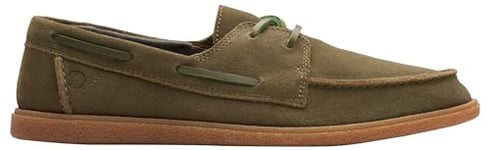 Clarks Men's Clarkbay Go, Olive Suede, UK 10.5 - Premium leather upper, Cushion Plus foam footbed, Lightweight outsole, Boat Shoes