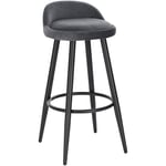 Woltu - 1 x Tabouret de Bar Chaise de Bar en Velours, Tabouret Bistro avec Repose-Pieds en métal, Gris Foncé