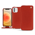 Housse cuir Apple iPhone 12 - Rabat vertical - Orange - Cuir grainé - Neuf