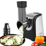 Râpe électrique de légumes et de fruits, coupe-légumes 150 W, coupe-légumes électrique avec 5 accessoires en acier inoxydable cylindres, pour légumes pommes de terre oignon