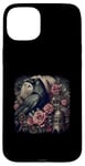 Coque pour iPhone 15 Plus Corbeau gothique rose enchanté vintage floral corbeau Halloween