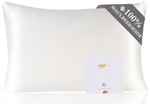 ZIMASILK 100% Mulberry Silk Pillowcase for Hair and Skin,Both Sides 19 Momme Silk, 1pc (40x80 cm, White)