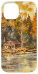 iPhone 14 House By The Lake Peaceful Earth Brown Tones Yellow Dreams Case