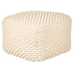 Pouf en Coton Beige 50 x 50 cm Remplissage en Billes EPS Surface Texturée Kingri