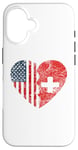 iPhone 16 Swiss American Flags Heart | United States Switzerland Roots Case