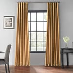 HPD Half Price Drapes Rideaux occultants en Soie synthétique pour Chambre à Coucher et Salon – Rideau occultant texturé Vintage (1 Panneau), 127 x 243 cm (l x L), Lin doré