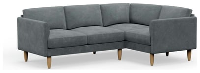 Hutch Velvet Curve Arm 4 Seater Corner Sofa - Slate Grey