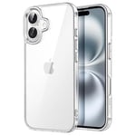 JETech Coque pour iPhone 16 6,1 Pouces, Étui Housse Anti-Jaunissement Antichoc Bumper, Arrière Transparente Anti-Rayures (Transparente)