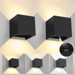 Mille Lucciole 2 Pack Applique Murale Exterieur Interieur Lumiére Réglable 3 Couleurs LED Lampe Murale Extérieures IP65 Etanche Modern 6W Noir Applique Murale LED Réglage de l'angle d'éclairage