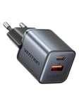 Vention GaN USB-C + USB-A 30W Charger (Gray)