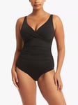 Sea Level Essentials Cross Front Multifit One Piece Swimsuit, Black