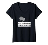 Womens Crocheting Is My Break From Reality Funny Crochet V-Neck T-Shirt