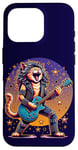 Coque pour iPhone 16 Pro Drôle Chat Rockstar Guitare Joueur Cheveux Métal Glam Rock Band