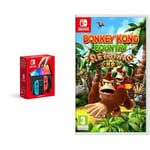 Nintendo Switch (Modèle OLED) avec Manettes Joy-Con Bleu Néon/Rouge Néon & Donkey Kong Country Returns HD