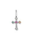 SINGULARU - Charm Mónica Cruz - Charm en Argent Sterling avec Fini en Plaqué Rhodium - Charm avec Motif Croix et Zirconiums - Fermoir à Poignée - Bijoux pour Femme