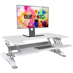 Duronic Standing Desk Converter DM05D1 WE Adjustable Sit Stand Desks Workstation Wood Height Adjusting Sitting Riser for Office Table PC Laptops Computer Monitor Screen Keyboard and Mouse