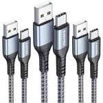 BLACKSYNCZE Câble USB C, [1M, Lot de 3] 3,1A Cable USB C Charge Rapide Chargeur USB C Nylon Tressé Cable USB Type C pour iPhone 15 Pro Max, Samsung Galaxy S24 S23 S22, Note 20, Huawei P60, Pixel 7