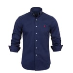 Ralph Lauren Herrskjorta Stor Storlek Långärmad Knappskjorta Broderad Skjorta Navy 2XL