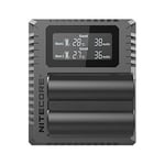 Nitecore FX3 Fujifilm W235 Hour Chargeur de Batterie USB à Double Fente Noir