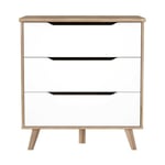 FINLANDEK Commode de chambre VANKKA scandinave decor chene et blanc mat + pieds en bois massif - L 80 cm