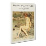 Cupid And Sea Nymphs By Henry Scott Tuke Exhibition Museum Painting Canvas Wall Art Print Ready to Hang, Framed Picture for Living Room Bedroom Home Office Décor, 20x14 Inch (50x35 cm)