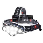 WildTech Lampe Frontale, Super lumen 18000, 8 Modes d'éclairage LED - Puissante Lampe de Mains libres pour le Camping la pêche, le Cyclisme et la Randonnée - Portée de 500 mètres - étanche