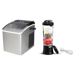 Koolatron Ice Maker Machine Countertop Ice Machine 26lbs in 24hrs Portable Ice Cube Maker Stainless Steel + Total Chef Portable Blender 600ml Personal USB Rechargeable Mini Blender with 6 Blades Black