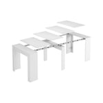 Table console à rallonge Alberique, Table avec rallonges, Table à manger extensible jusqu'à 10 places, 90/237x51h78 cm, Blanc