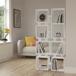 Bibliothèque cube en bois double face 79x166,5h cm blanc - Rail