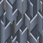 Sample Erismann Geometric Wallpaper Navy Gold Textured Glitter 10145-08