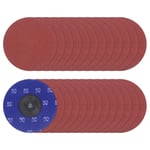 Lot De 25 Disques Abrasifs À Changement Rapide De 7,6 Cm Grain 80 De Type R Rouleau De Verrouillage En Céramique Pour Meuleuse À Matrice Meuleuse Coupe Rapide Rouge Vif