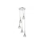 Suspension Lyall chrome poli et verre moulé 5 ampoules - Transparent