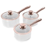 Aluminium Saucepan Set White Rose Gold 16cm 18cm 20 cm Tower Non Stick Cerasure