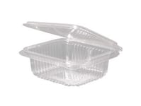 Plastbæger 250 Ml 126X117x43 Mm Firkantet Hængslet Låg Bionedbrydelig Pla Klar,14 Ps X 50 Stk/Krt