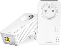 POWERLWF600DUOFRV2 Duo Prises CPL WiFi Kit CPL 600 Mbps/WiFi 300 Mbps Compatible Toute Box/Routeur 1 Port Ethernet + Prise Filtrée Installation Rapide Blanc